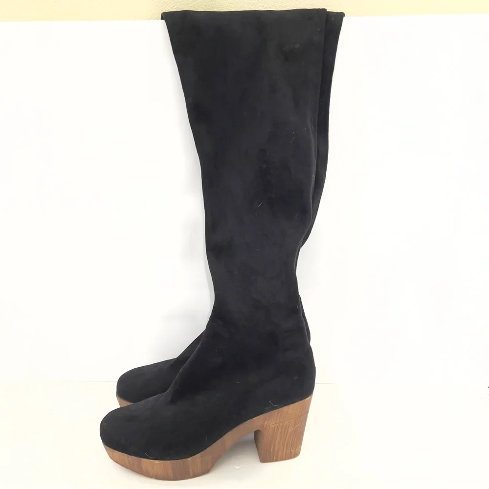 ASOS Black Faux Suede Knee High Platform Boots | 3” Block Heel | Women’s Size 11